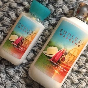 Bath and Body Endless Weekend lotions.